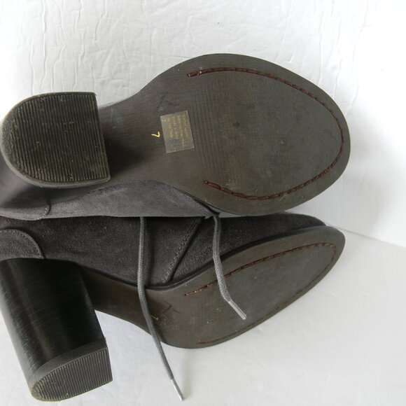SEYCHELLES "TOWER" GRAY SUEDE BLOCK HEEL ANKLE BOOTS BOOTIES LACE-UP TIE SZ 7 - Picture 5 of 6